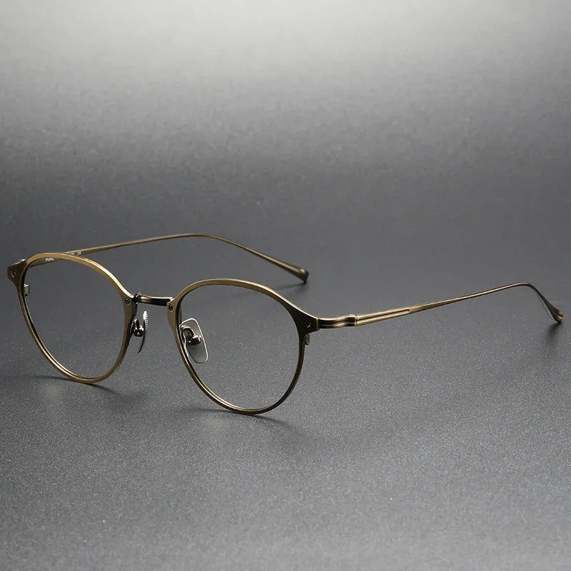 Titanium Vintage Round Eyeglasses Frames KJ-40