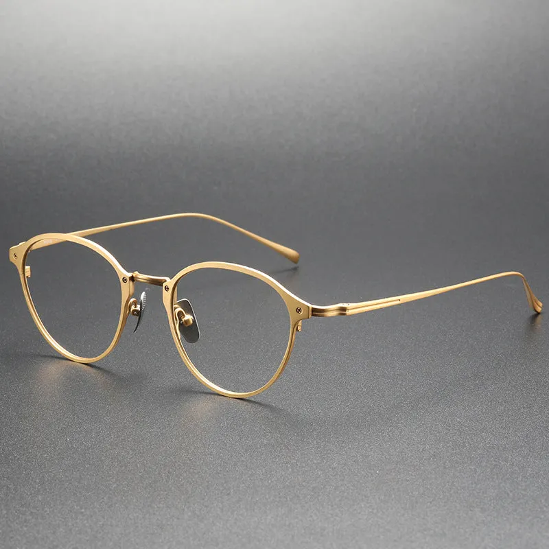 Titanium Vintage Round Eyeglasses Frames KJ-40