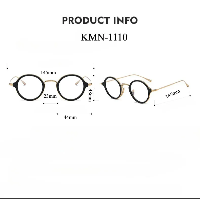 Titanium Vintage Round Eyeglasses Frames KMN1110 KMN1111