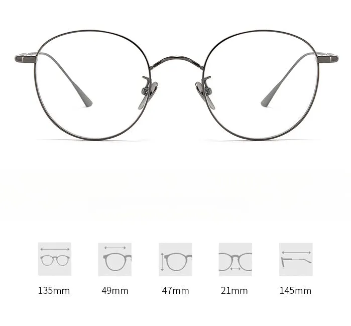 Titanium Vintage Round Eyeglasses Frames ST GWS-835