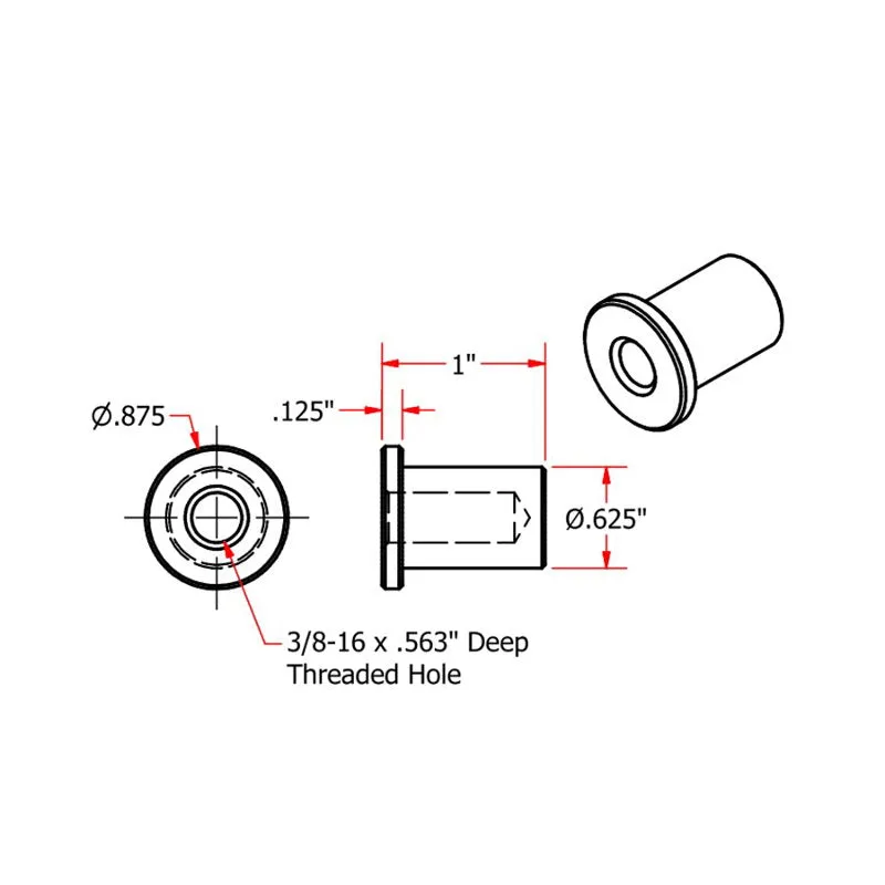 Tophat Style Blind Threaded 3/8-16 Steel Bungs by TC Bros