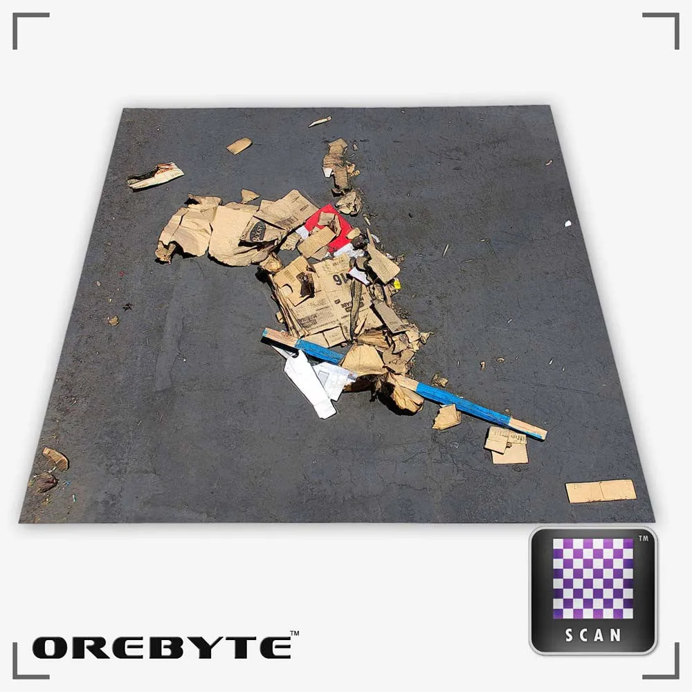 Trash Cardboard Ground 01