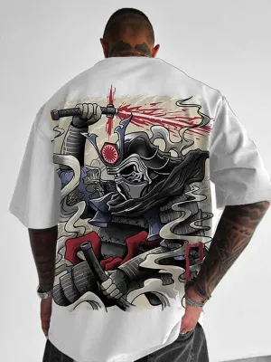 Trendy Samurai Print Short Sleeve Shirt