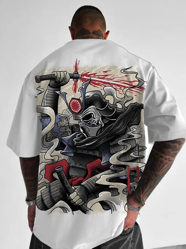 Trendy Samurai Print Short Sleeve Shirt