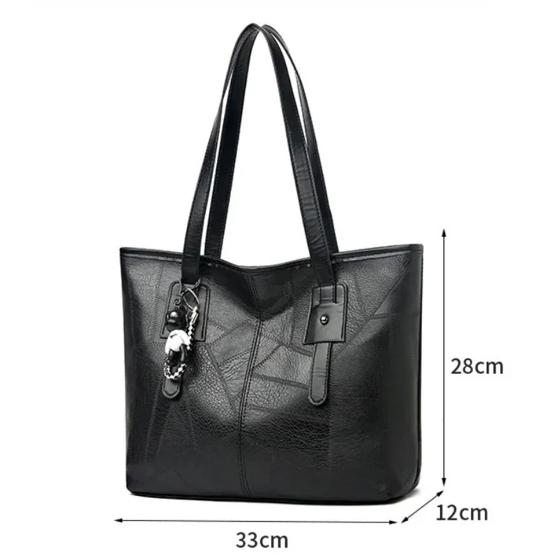 Trendy Women's New Large Capacity Tote Bag with Horizontal Square Zipper Single Shoulder Handbag