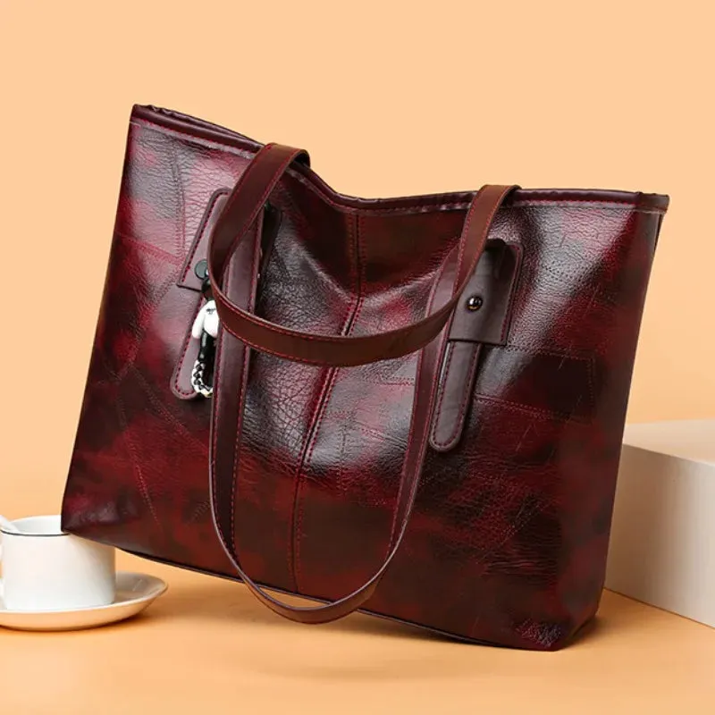 Trendy Women's New Large Capacity Tote Bag with Horizontal Square Zipper Single Shoulder Handbag