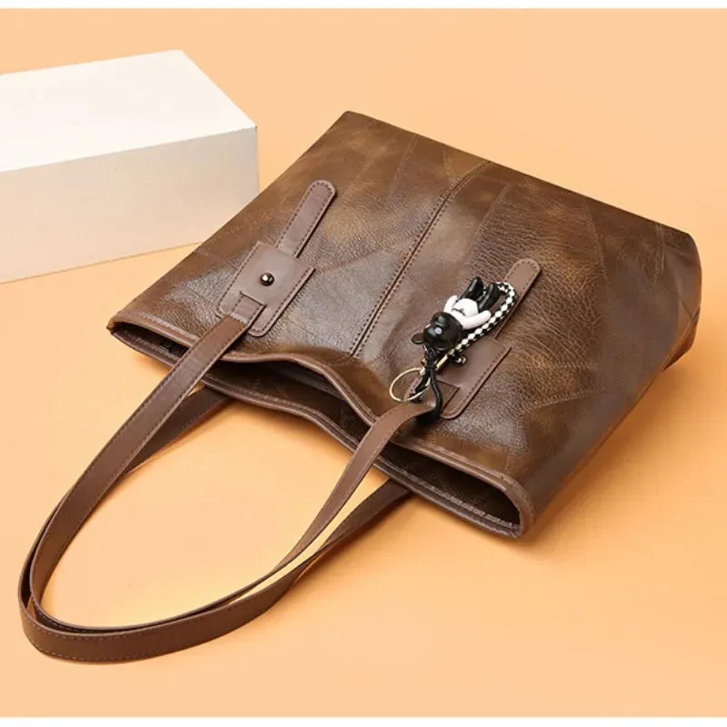 Trendy Women's New Large Capacity Tote Bag with Horizontal Square Zipper Single Shoulder Handbag