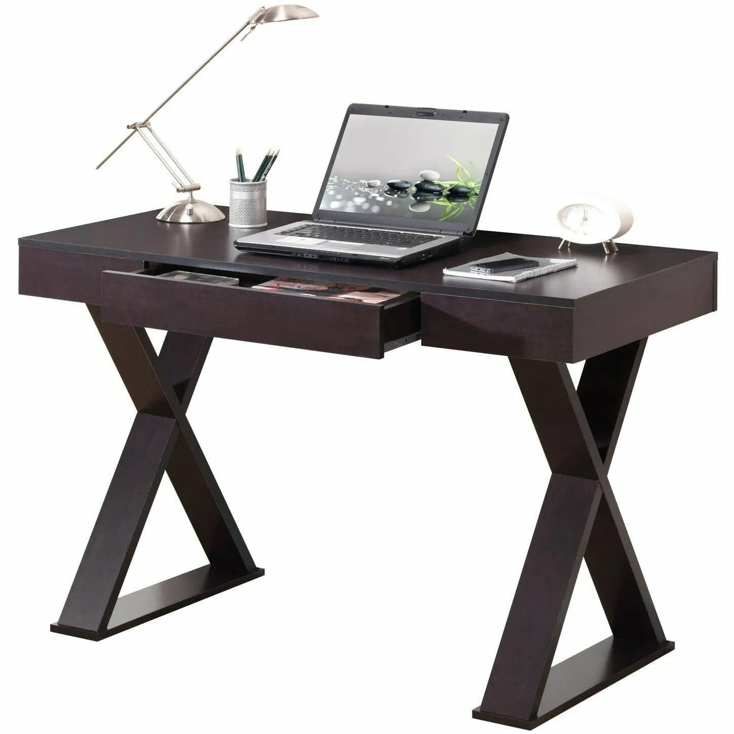 Trendy Writing Desk With Drawer, Espresso