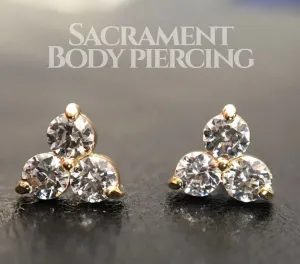 Trios featuring three 2mm CZ gems