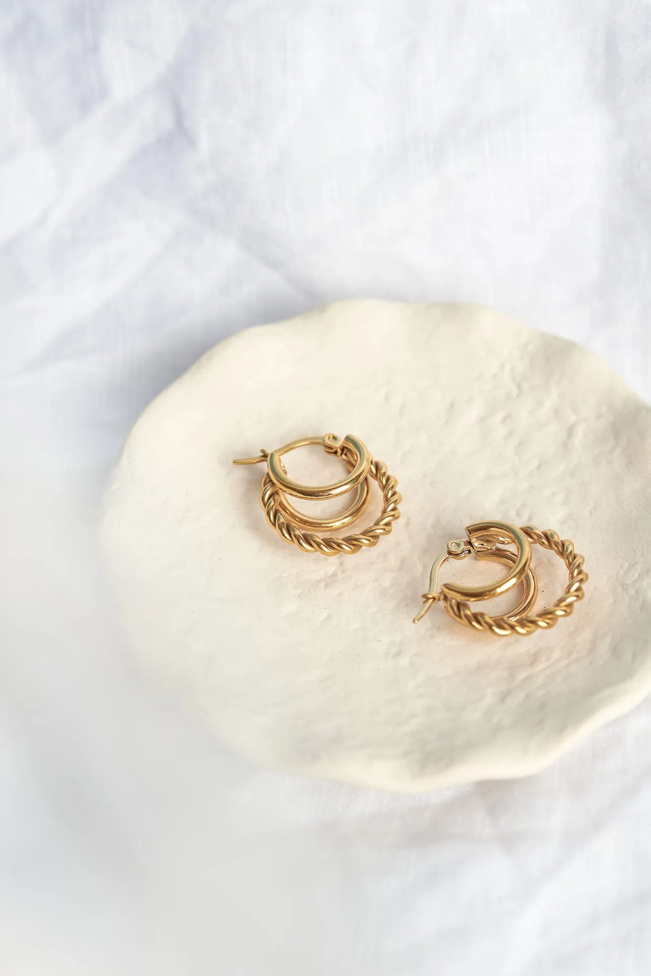 Triple Threaded Gold Hoops