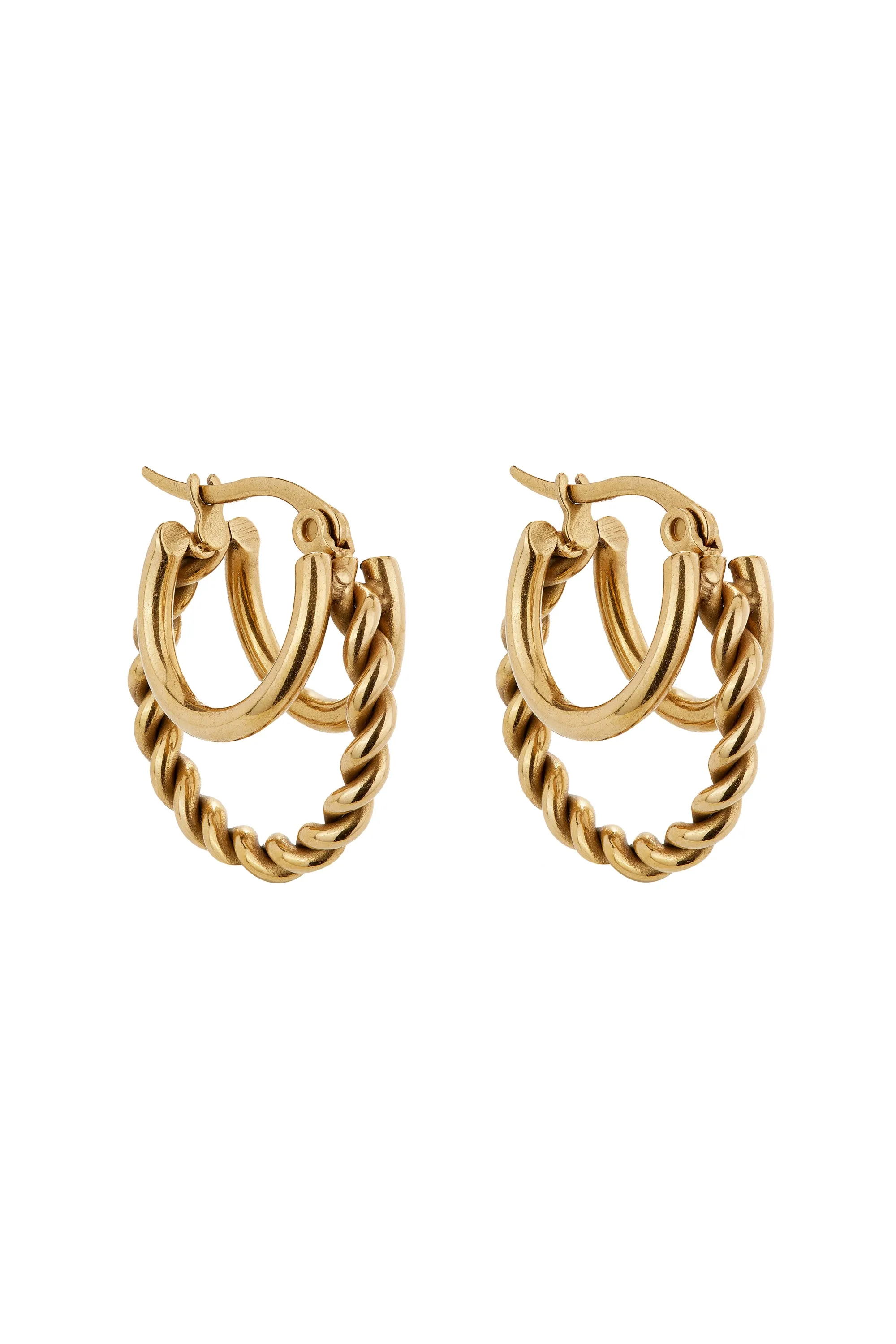 Triple Threaded Gold Hoops
