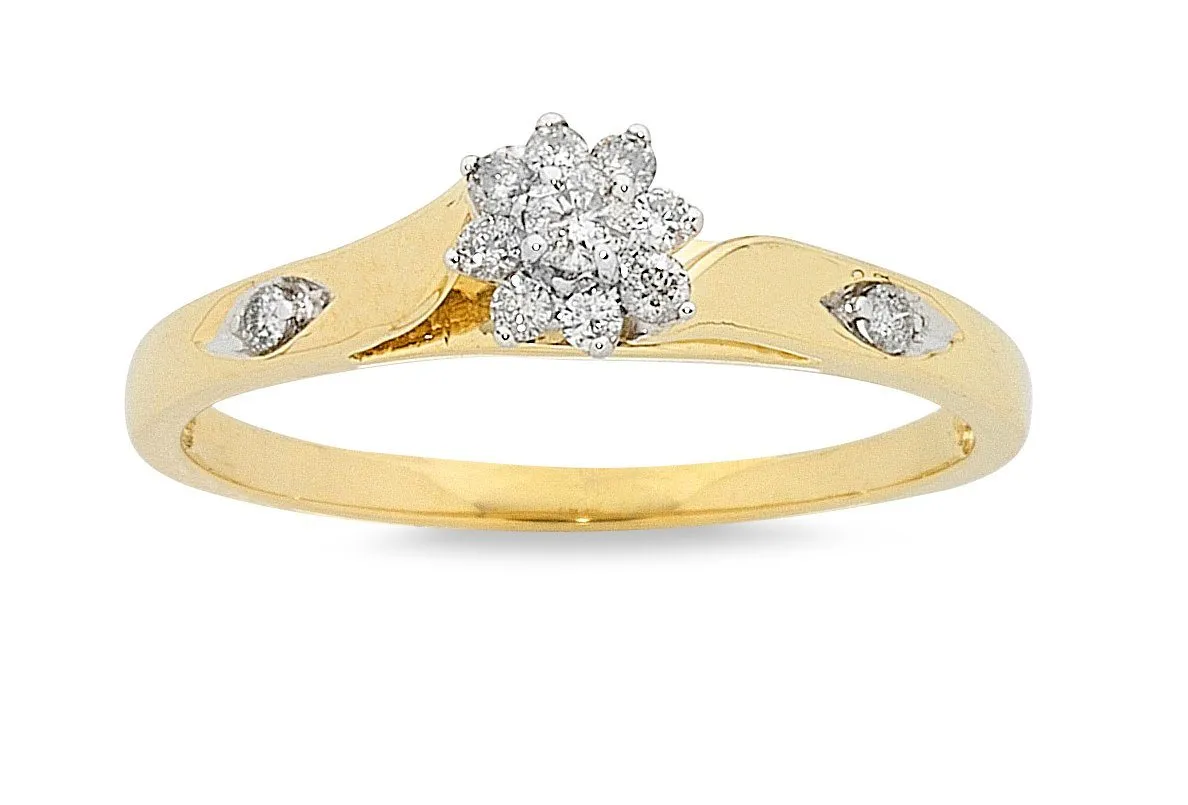 Twin Ring Set with 1/4ct of Diamonds in 9ct Yellow Gold