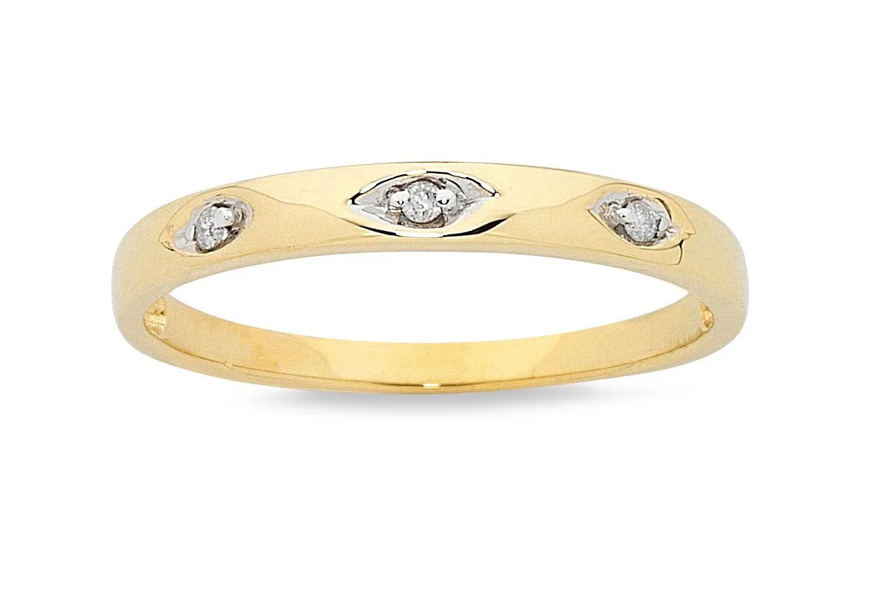 Twin Ring Set with 1/4ct of Diamonds in 9ct Yellow Gold
