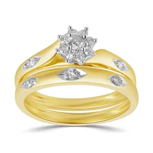 Twin Ring Set with 1/4ct of Diamonds in 9ct Yellow Gold