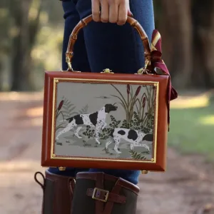 Two Hunting Dogs w/ Bamboo Handles Handbag