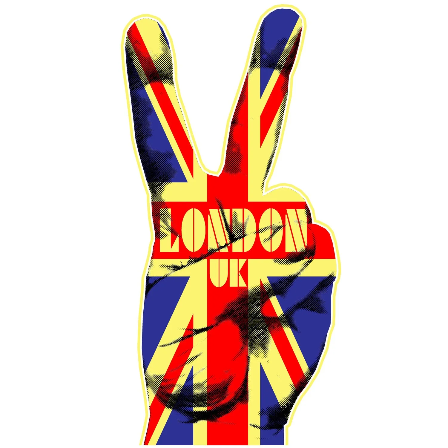 UA London Calling Union Jack Victory Sign Men's T-Shirt (White)