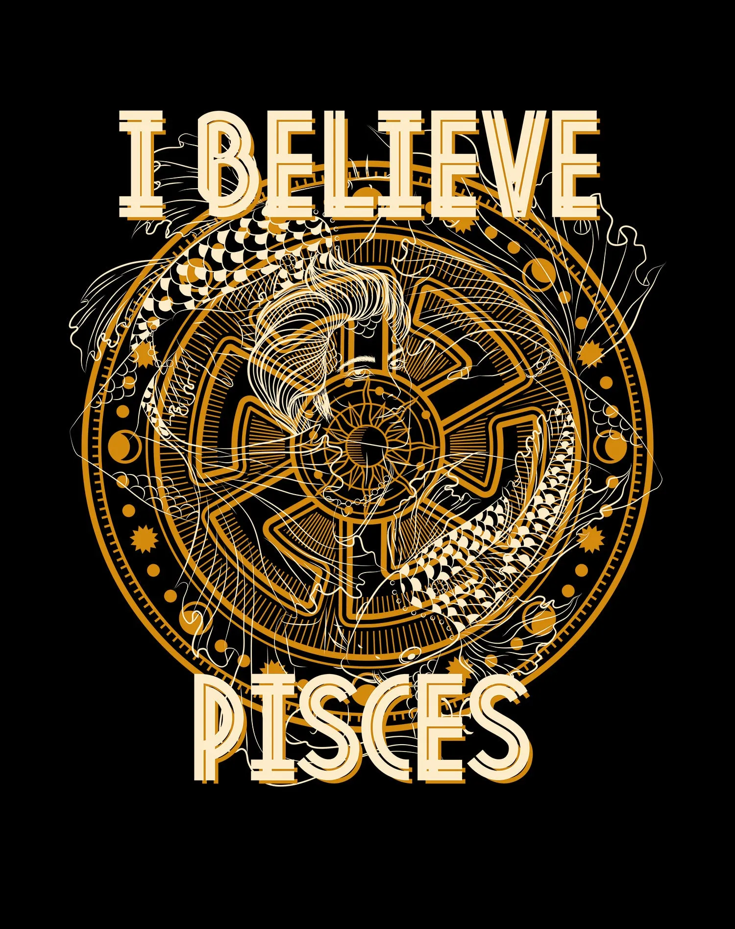 UA Star Sign Pisces Disk Women's T-shirt (Black)