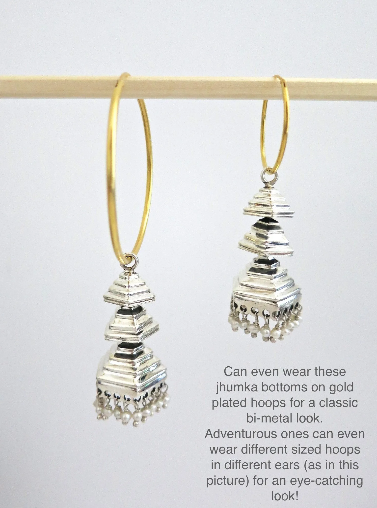 Unique, 3-tiered, pyramidical Jhumka bottoms