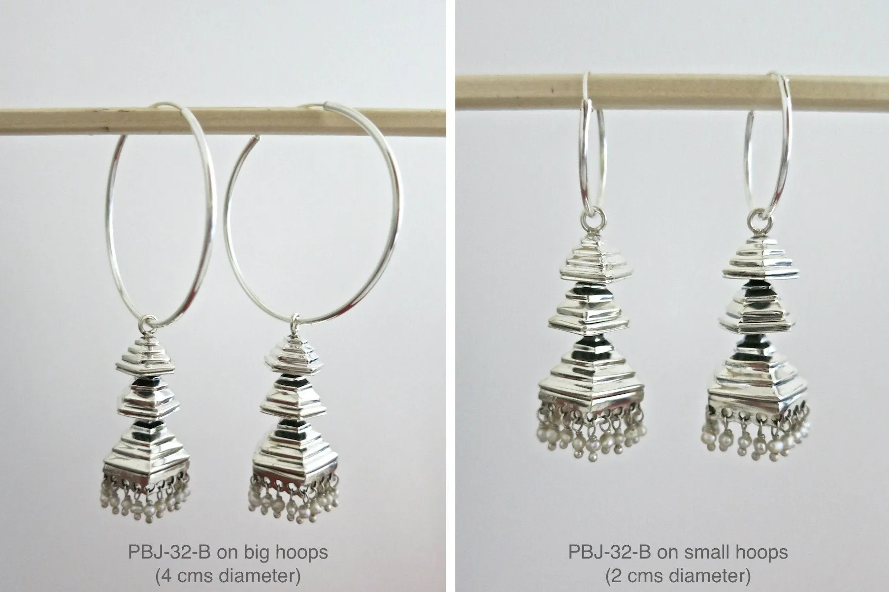 Unique, 3-tiered, pyramidical Jhumka bottoms
