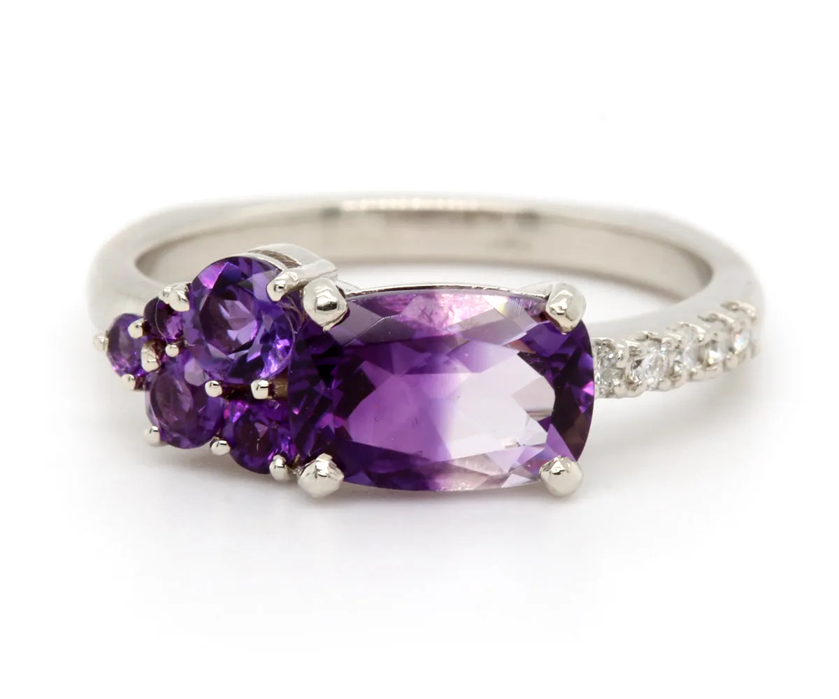 Unique Bicolor Amethyst Diamond Ring