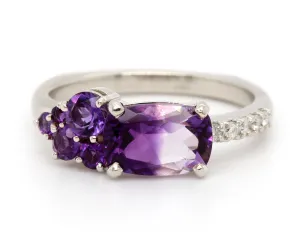 Unique Bicolor Amethyst Diamond Ring
