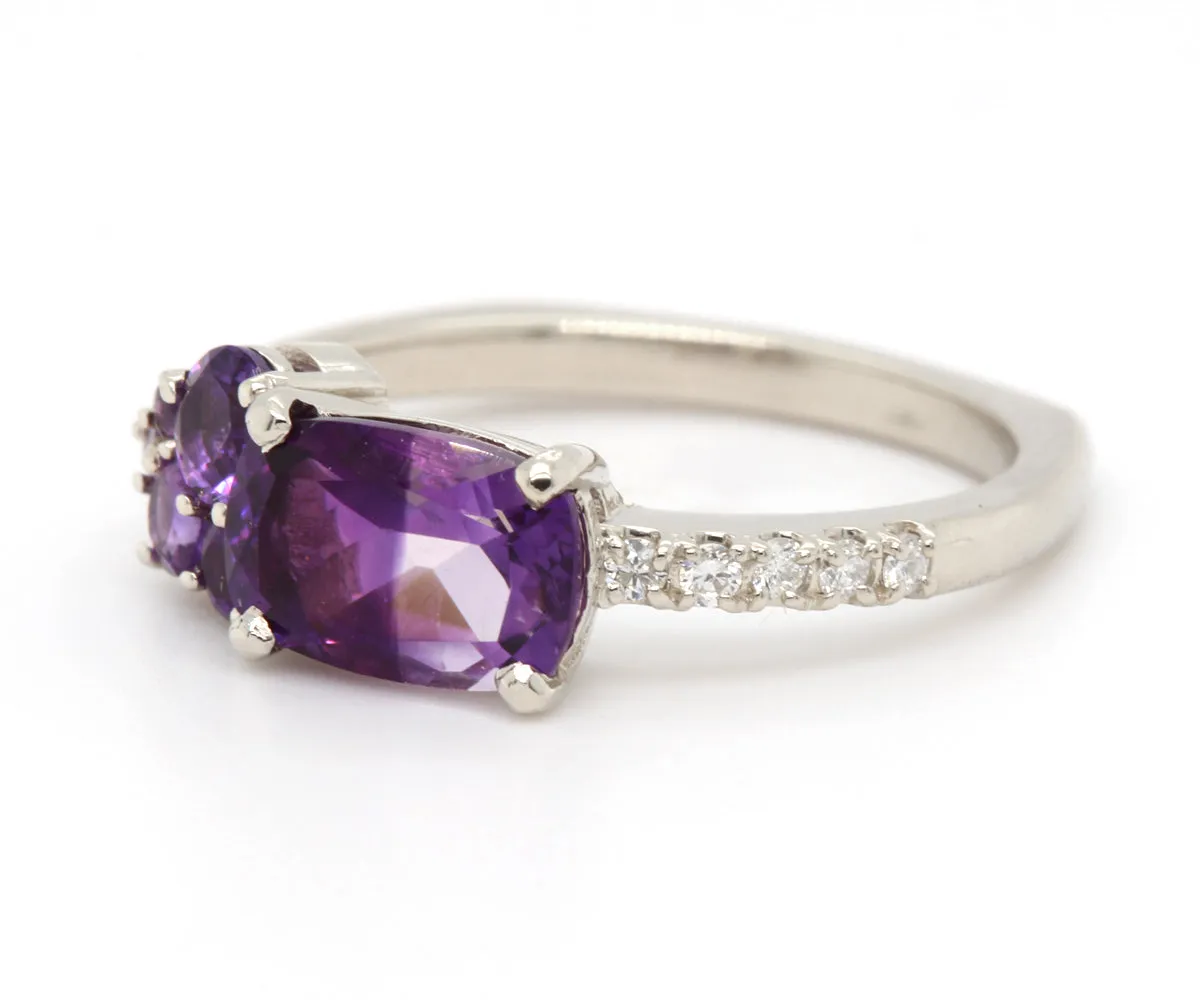 Unique Bicolor Amethyst Diamond Ring