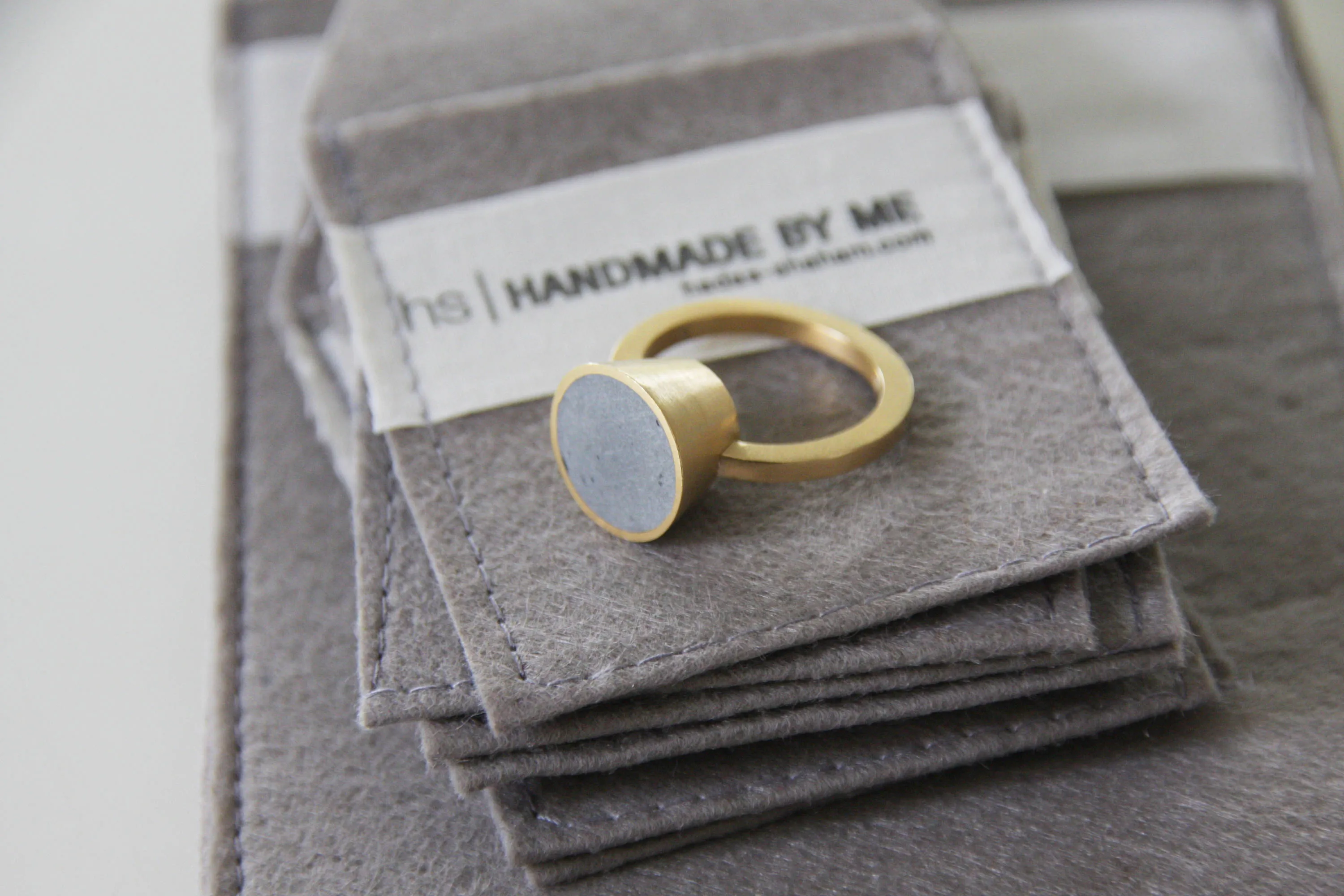 Unique concrete Cone statement ring