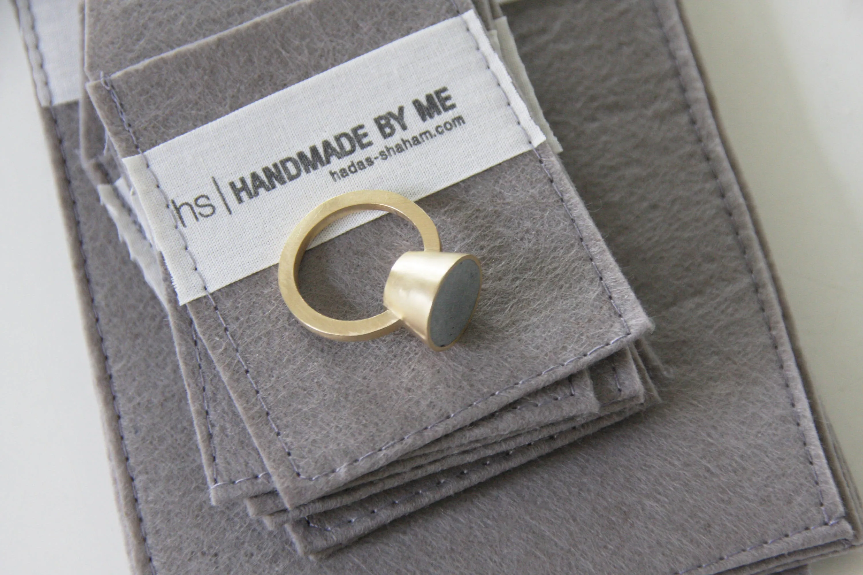 Unique concrete Cone statement ring