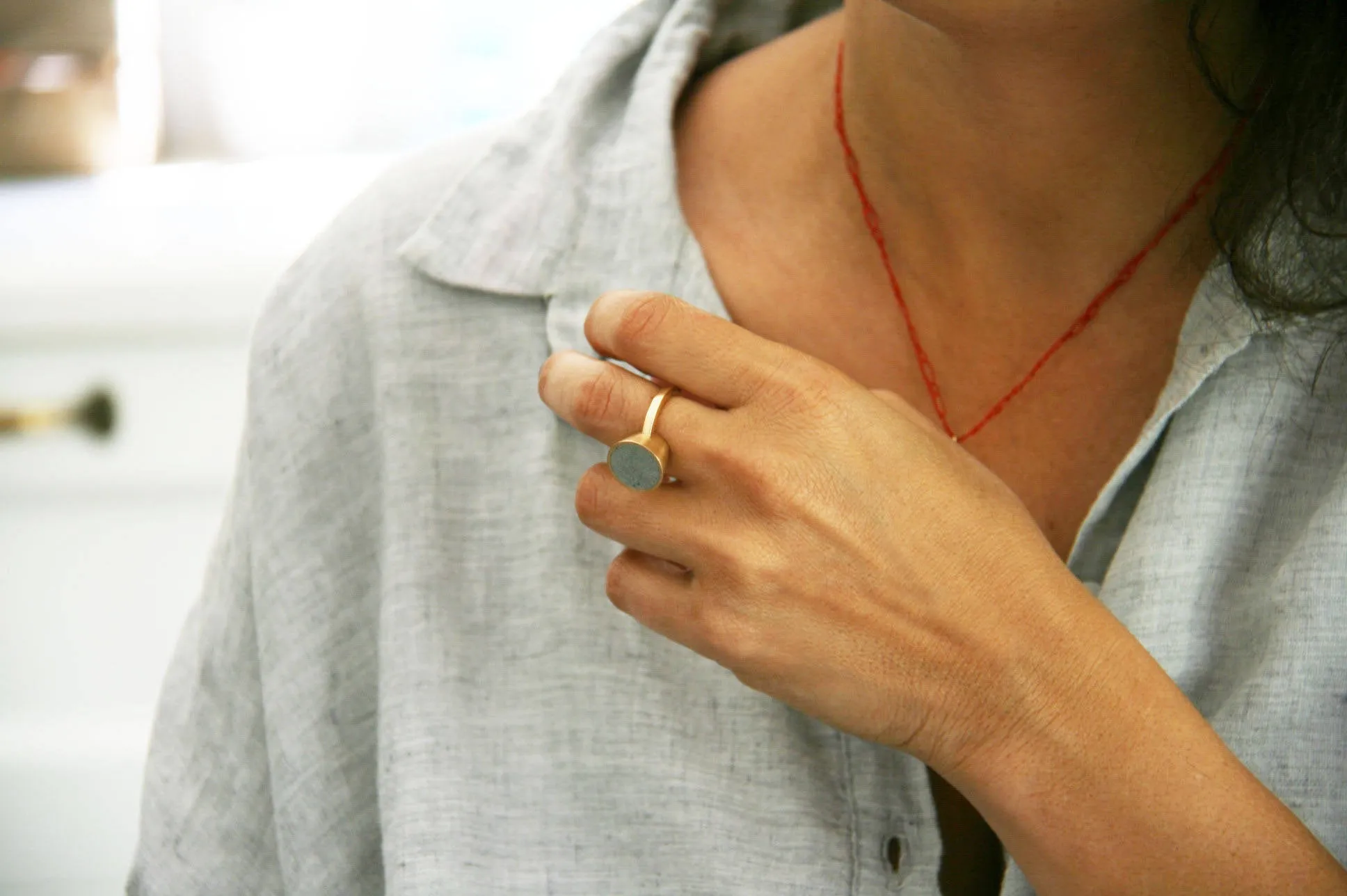 Unique concrete Cone statement ring