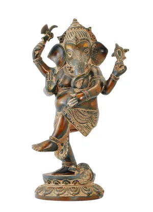 Unique Dancing Lord Vinayaka Antiquated Figurine