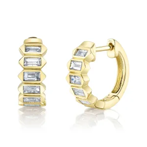 Unique Diamond Baguette Huggies