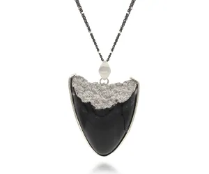 Unique Platinum Druzy Black Quartz Necklace