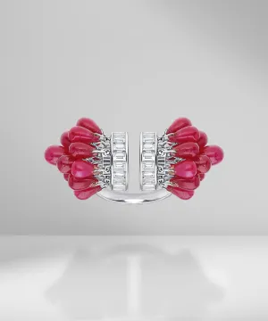 Unique Ruby & Diamond Cocktail Ring