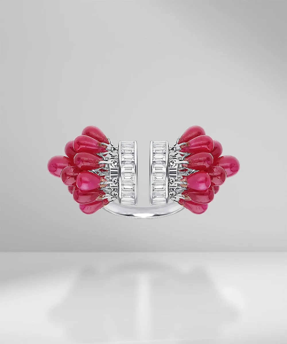 Unique Ruby & Diamond Cocktail Ring
