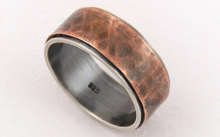 Unique rustic mens ring