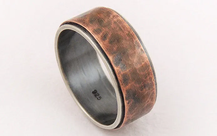 Unique rustic mens ring