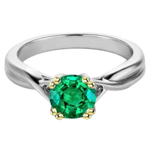Unique Solitaire Ring Genuine Green Emerald