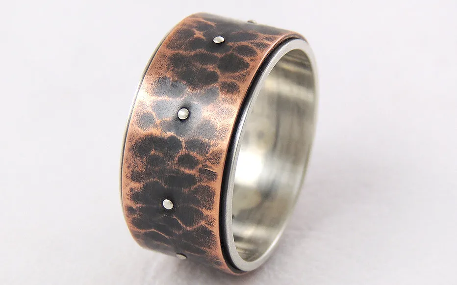 Unique wide mens ring
