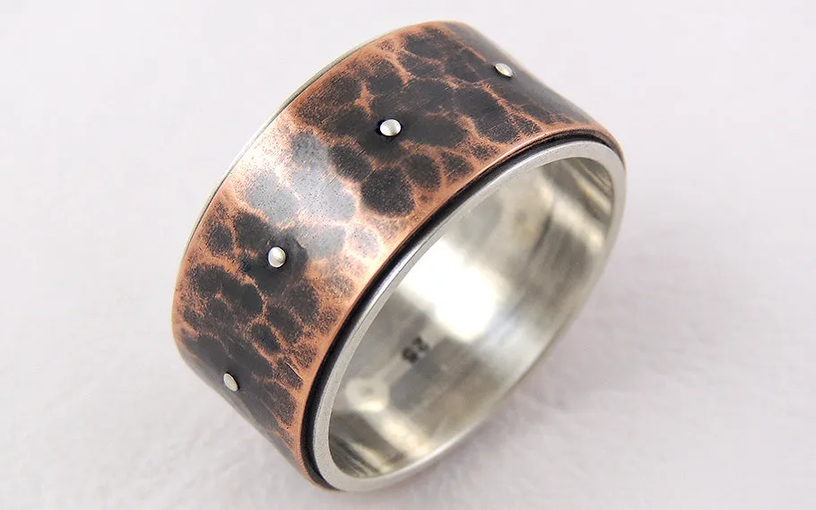 Unique wide mens ring