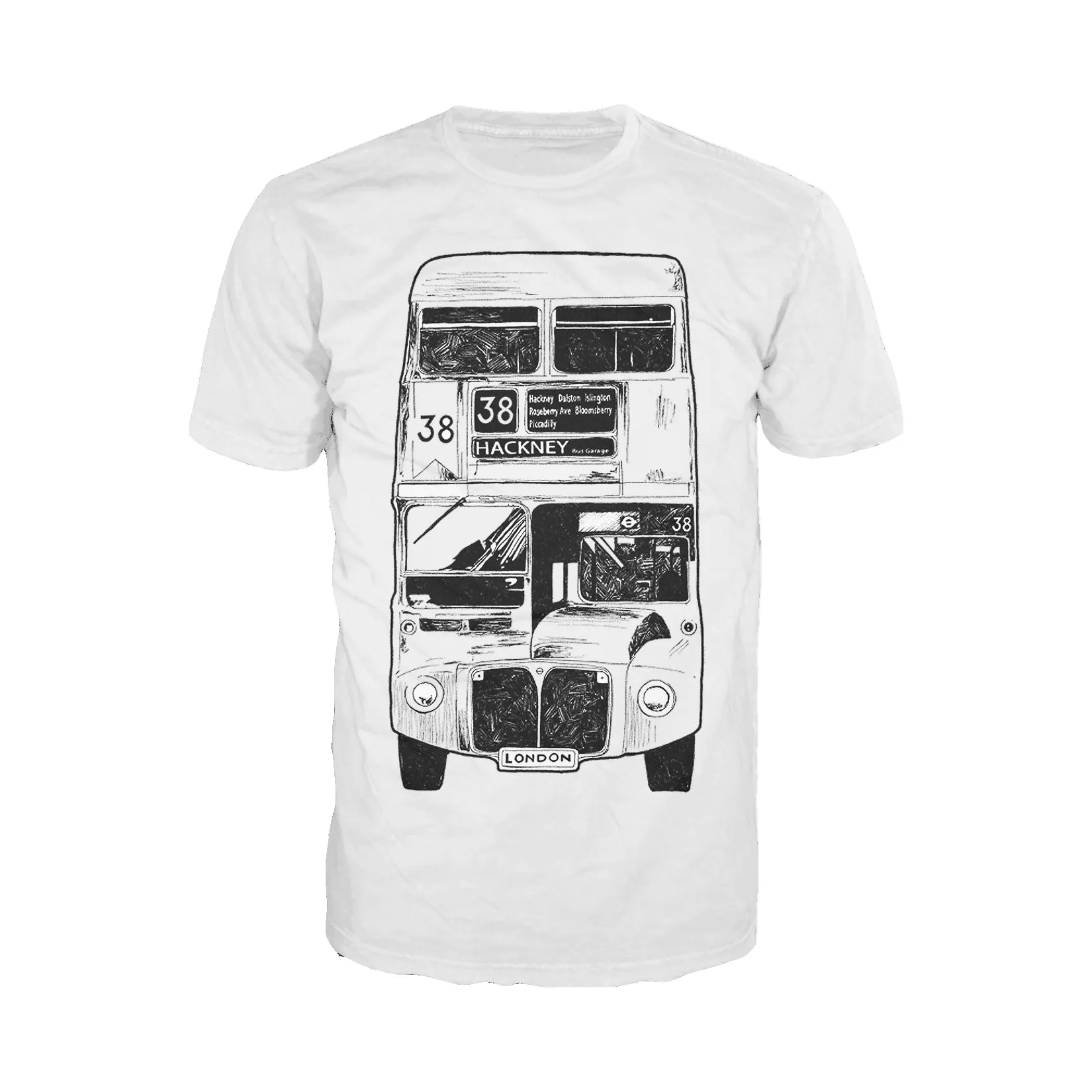 Urban Attitude London Bus Calling 38 Hackney Men's T-shirt (White)