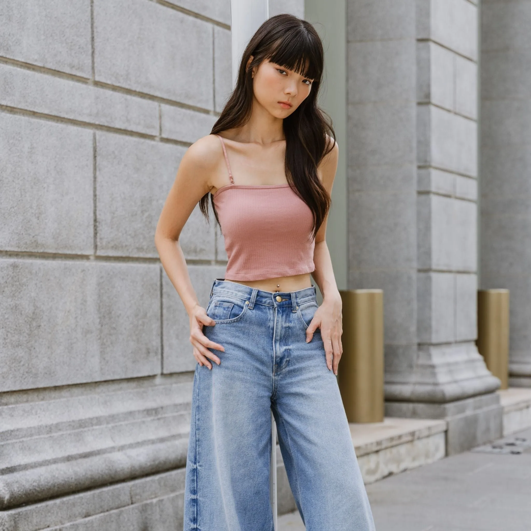 Urban Edge! 2-Way Tube Bra Top (Ribbed Cotton) in Creme Raspberry