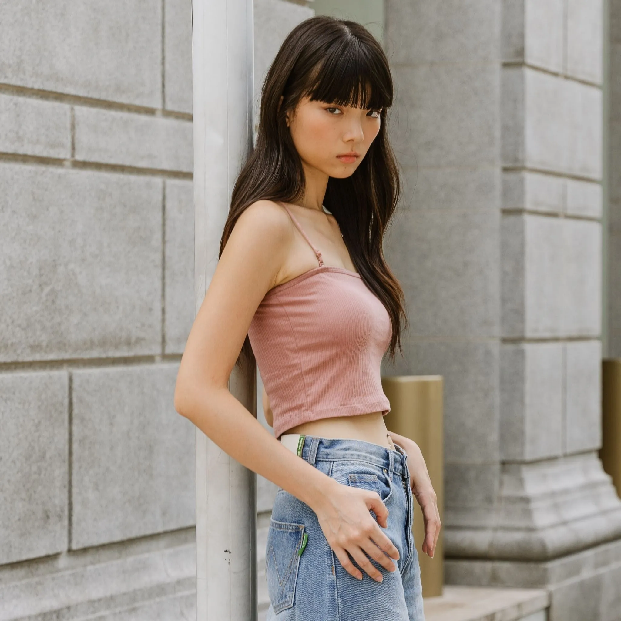 Urban Edge! 2-Way Tube Bra Top (Ribbed Cotton) in Creme Raspberry