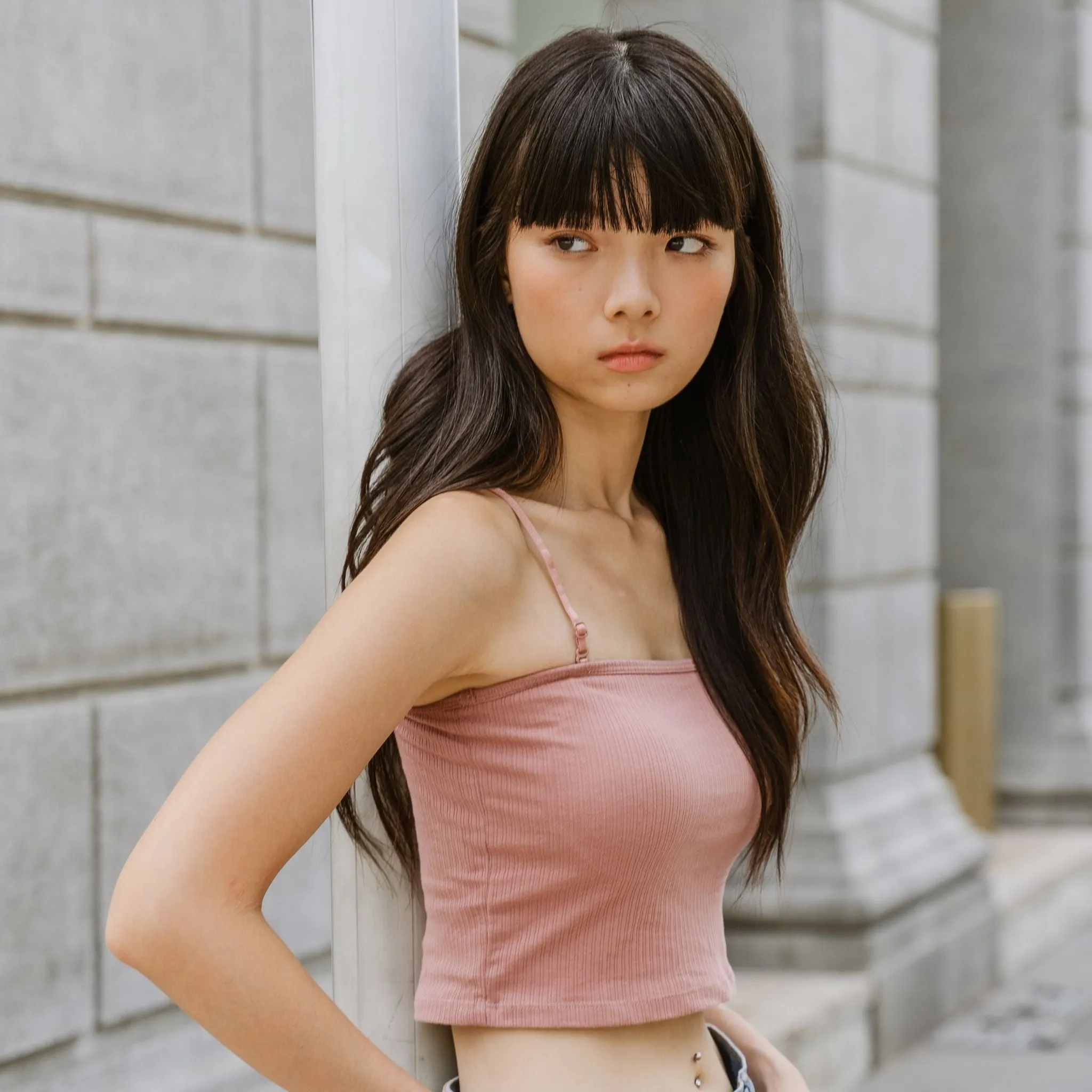 Urban Edge! 2-Way Tube Bra Top (Ribbed Cotton) in Creme Raspberry