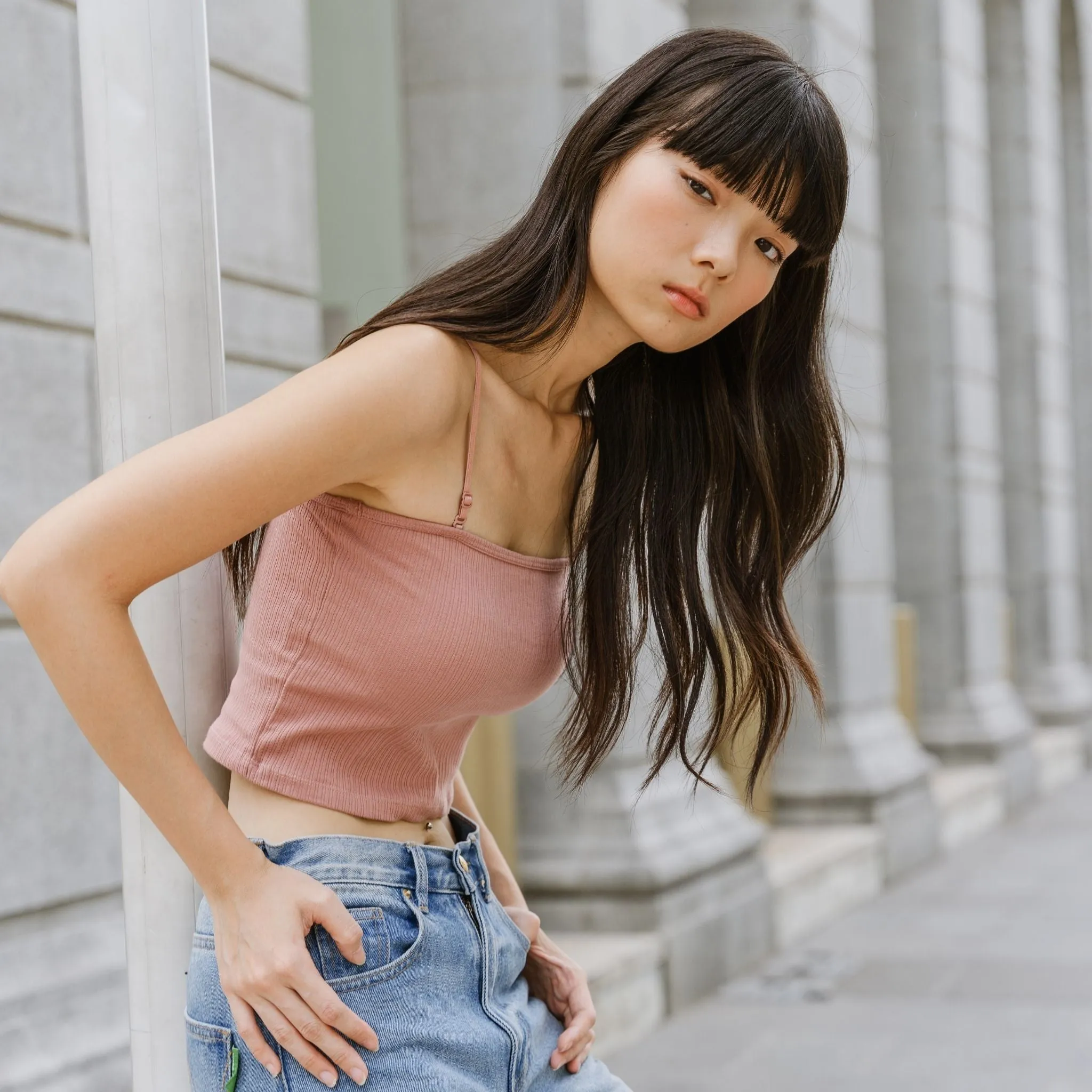 Urban Edge! 2-Way Tube Bra Top (Ribbed Cotton) in Creme Raspberry