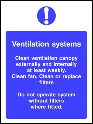 Ventilation system cleaning safety sign