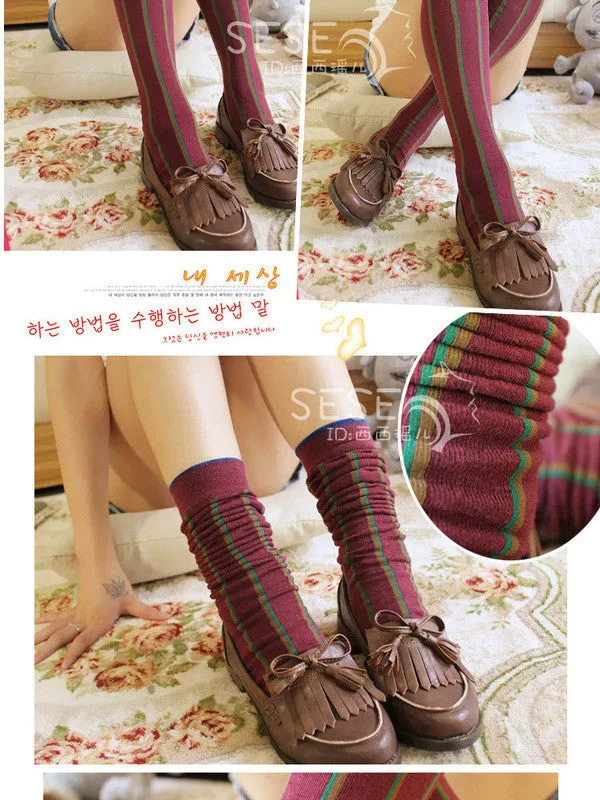 vertical stripes long socks