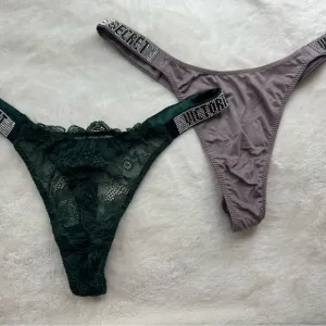 Victoria's Secret lace and Satin Thong Set with Rhinestone Straps