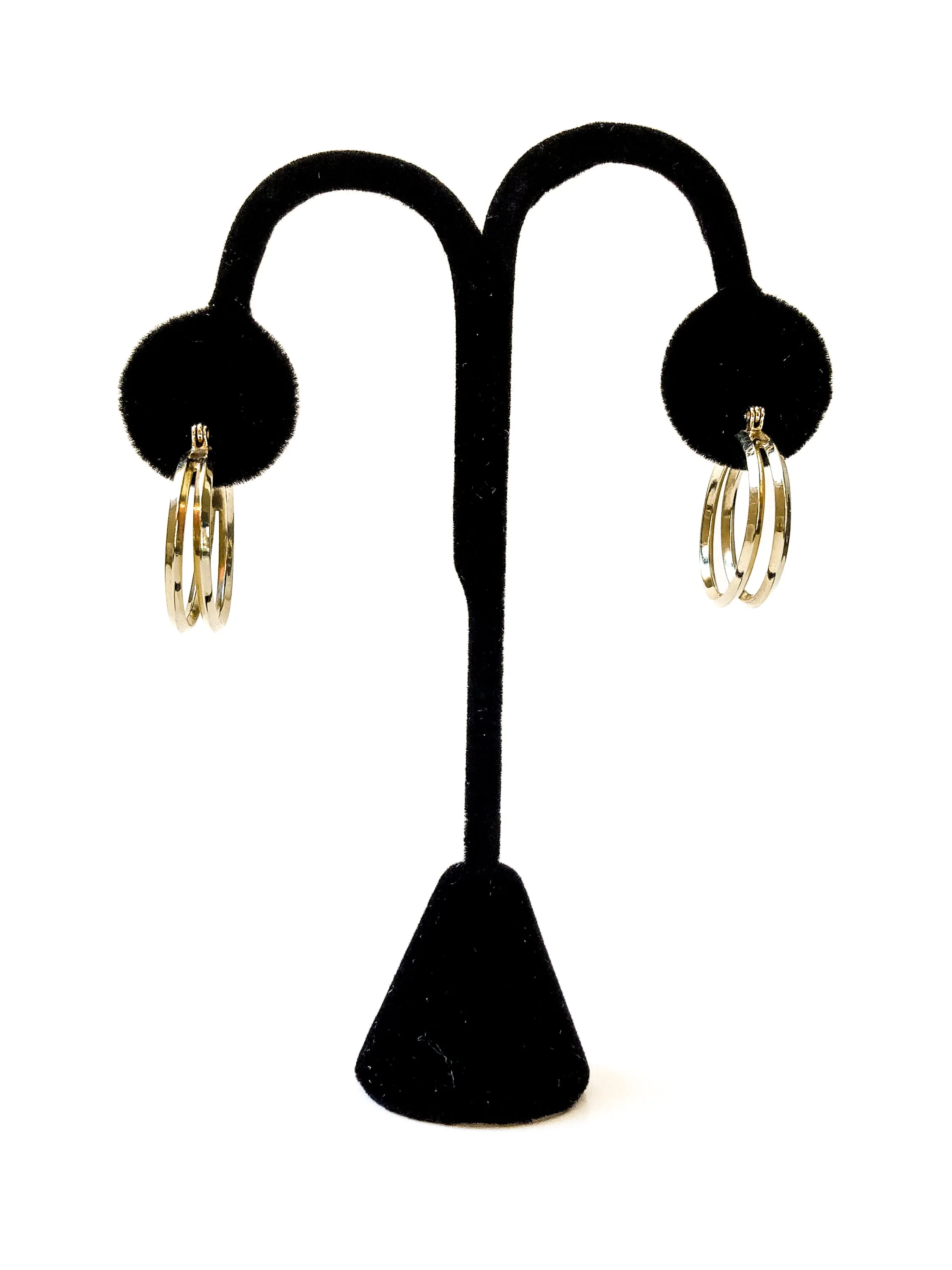 Vintage 14K Yellow Gold Dual Classic Hoop Latch Post Earrings