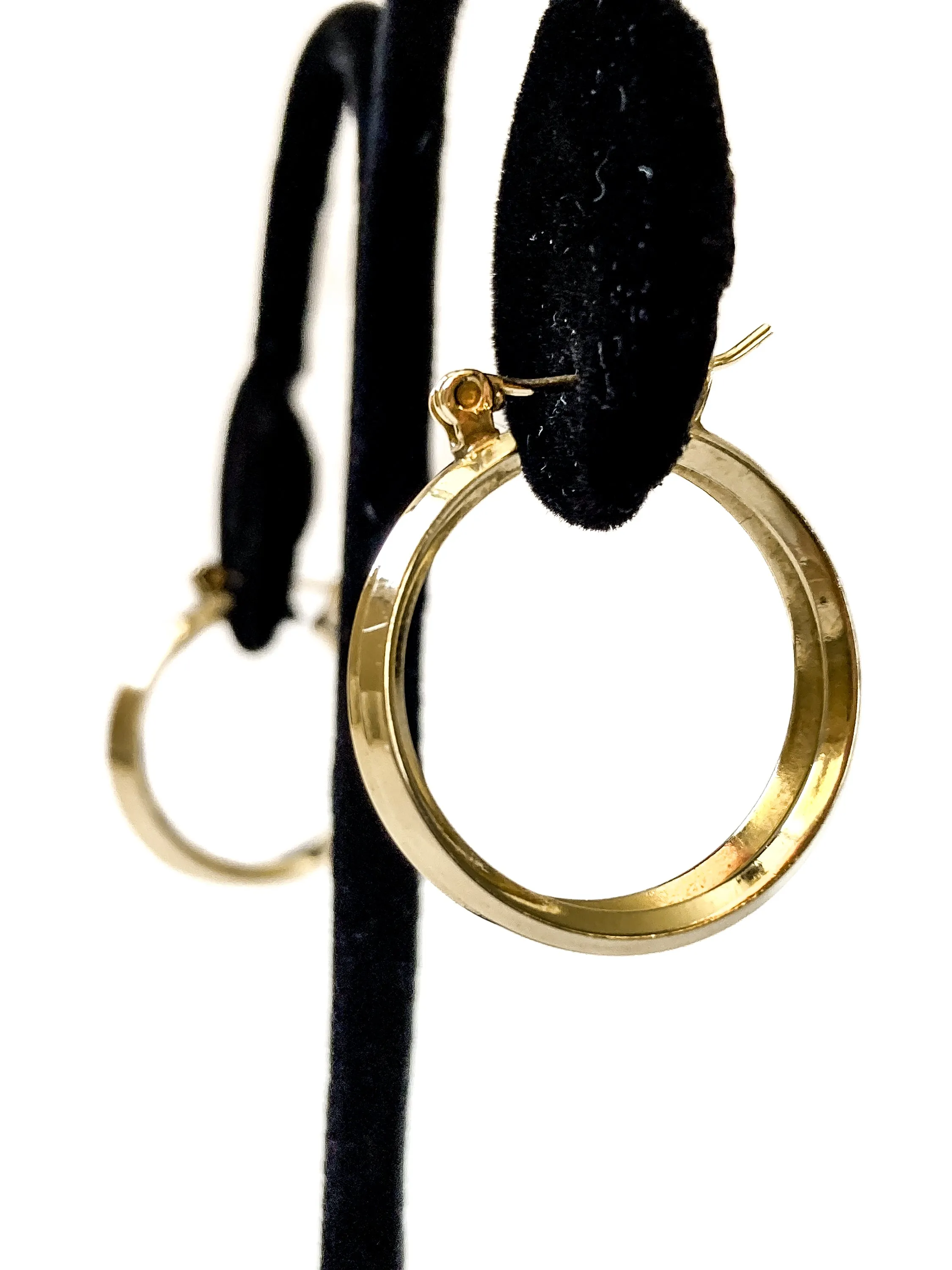 Vintage 14K Yellow Gold Dual Classic Hoop Latch Post Earrings