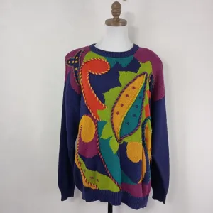 Vintage 90s Santoria Women's Multicolored Plus Size Sweater size Large Artsy